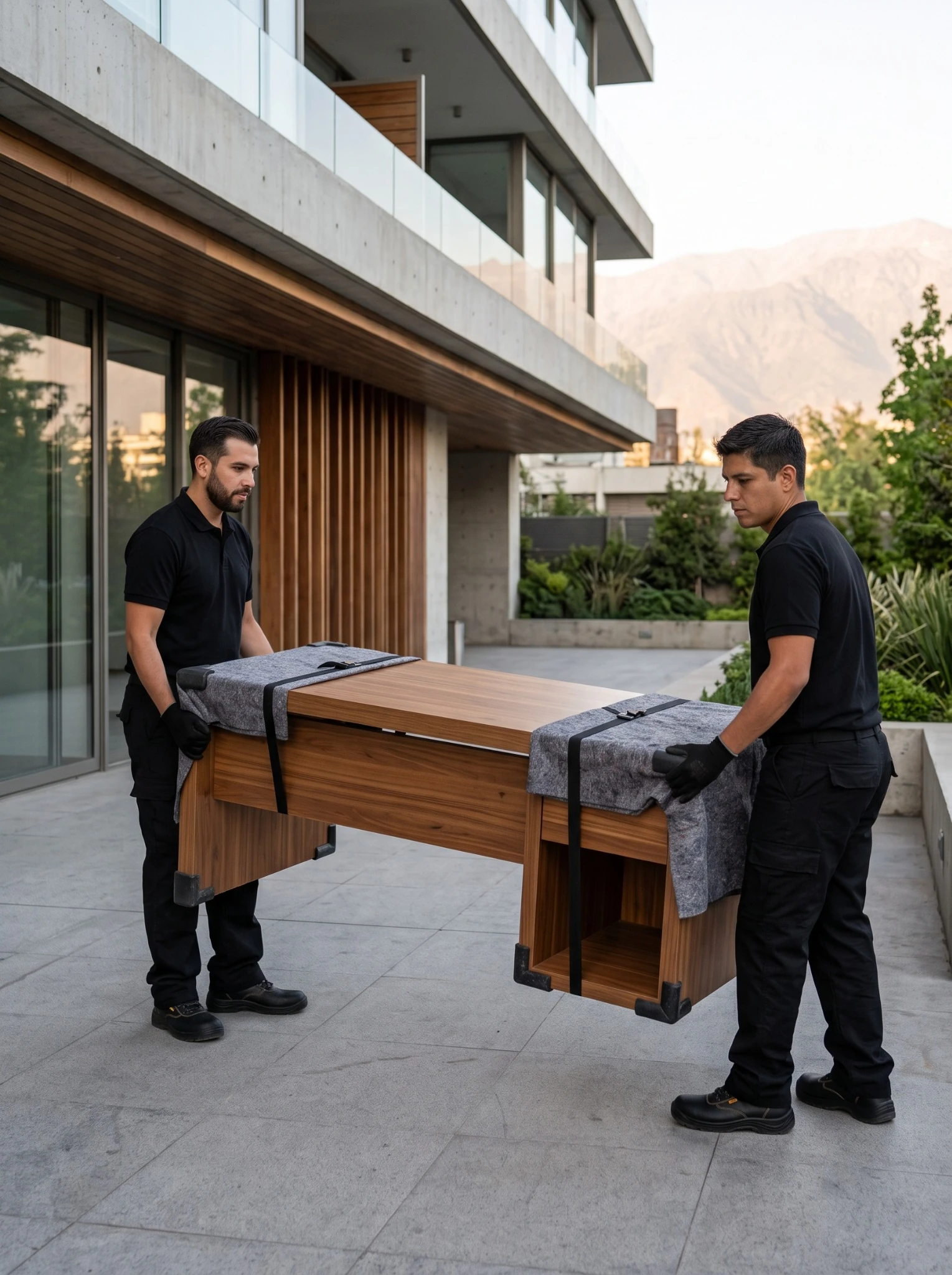 Equipo WenFlete trasladando un escritorio protegido en Macul