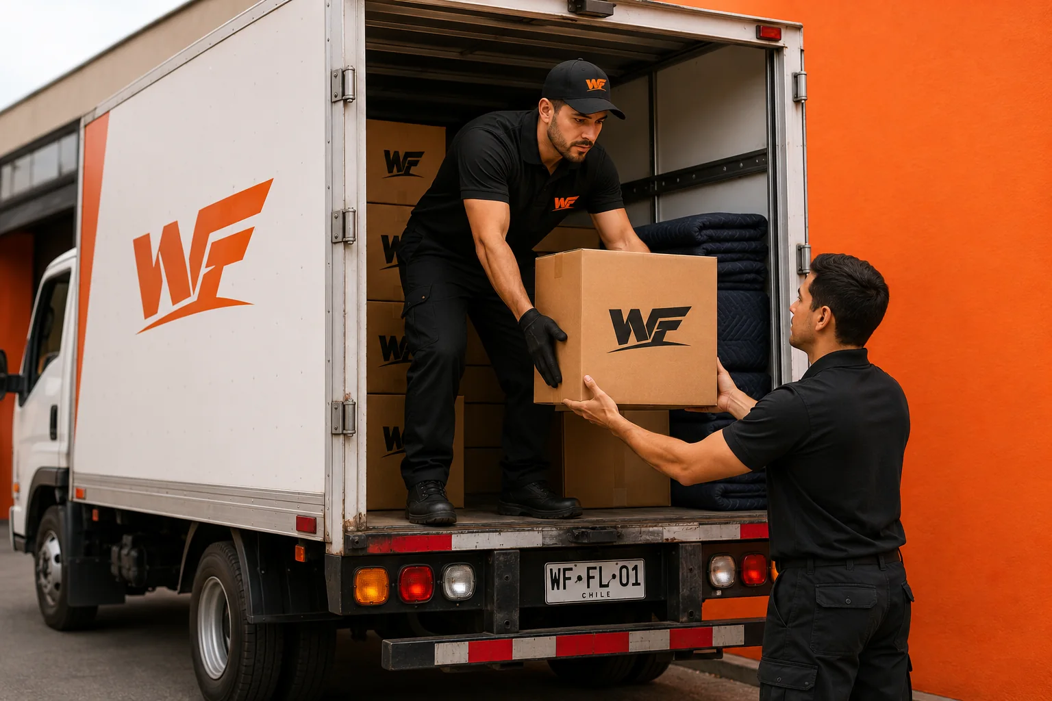 Equipo WenFlete realizando un flete express con camión en Santiago